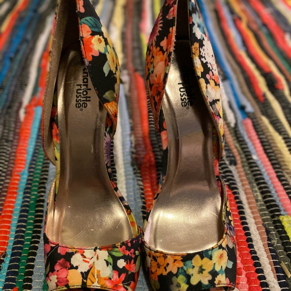 Colorful peep toe heels worn once